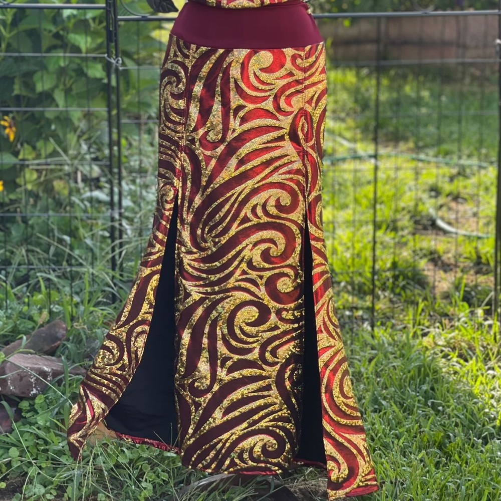 New 1OAK Swirl Holo Split Goddess Maxi Skirt - Small